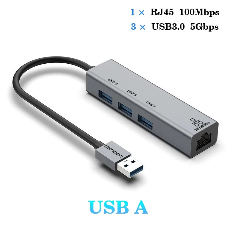 Type C USB Hub with Gigabit Ethernet Adapter 3.0 and 1000Mbps RJ45 Port