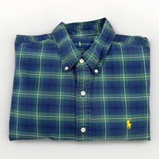 Polo Ralph Lauren Flannel Shirt Men  s XL Green Navy Plaid Button Down Long Slvs.