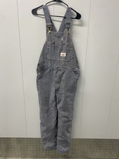 Vintage Round House Overalls Mens 32x28 Blue White Stripe Railroad Made In USA