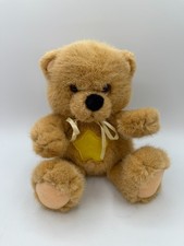 Dakin Brown Tan Bear 11" Plush Yellow Star Starlight 1994 Sitting Sit Bow Ribbon