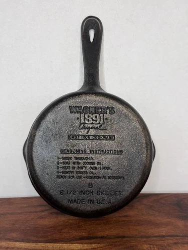 Wagner’s 1891 Original Cast Iron Skillet 6.5in “B”Made In U.S.A Pre-Seasoned EUC
