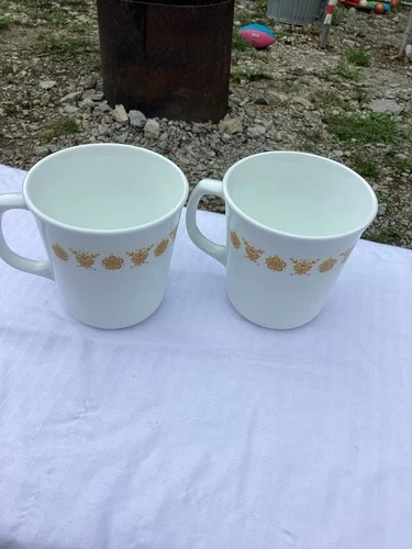 Set Of Two Corning USA Coffee Cups Butterfly Vintage