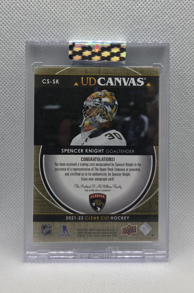 2021-22 Clear Cut UD Canvas Auto Rookie /25 Spencer Knight CS-SK - Image 2 of 2