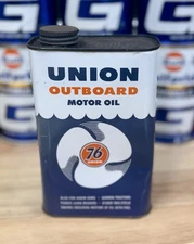 Vintage Union 76 Outboard Motor Oil Can Flat Quart Almost Full