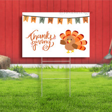 Thankful happy thanksgiving yard sign