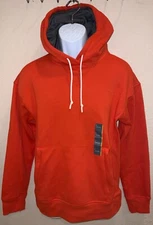 Mens ORANGE All in Motion PULLOVER Hoodie w/Tie ZIPPERED Kangaroo pocket