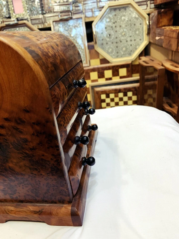 Armario pequeño vintage de madera de teca artesanal tallado a mano Marruecos armario muebles Foto 3 de 4