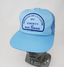 Vintage 70s Power Blue County of San Diego Purchasing Cap/Hat One Size Snap Back