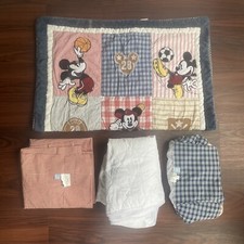 Disney Mickey Mouse Crib Comforter Sports Themed Textured Complete Set 35  X 45  