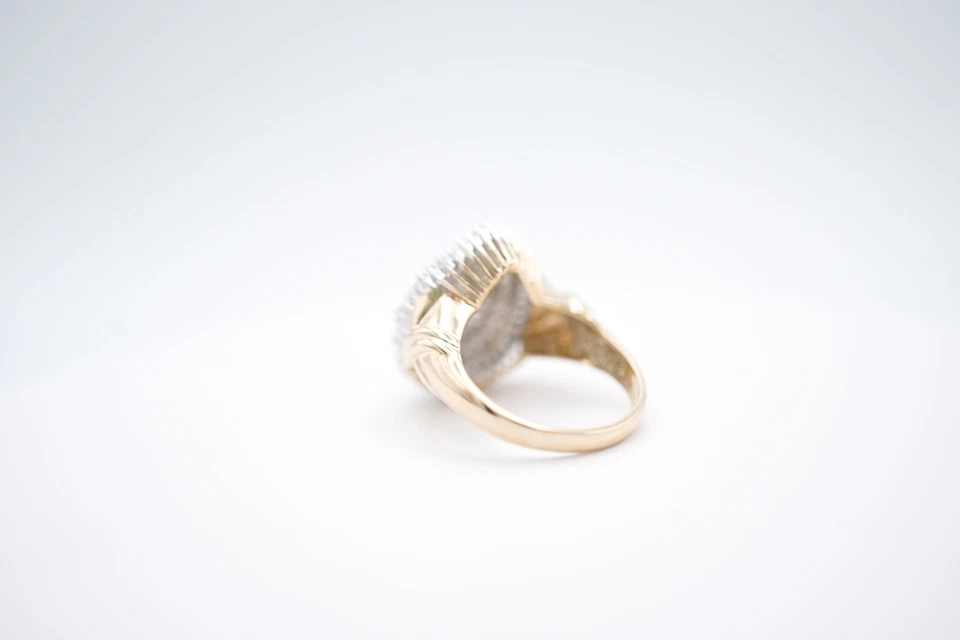 14K Yellow Gold Round and Baguette Diamond Teardrop Cluster Cocktail Ring - Image 4 of 4