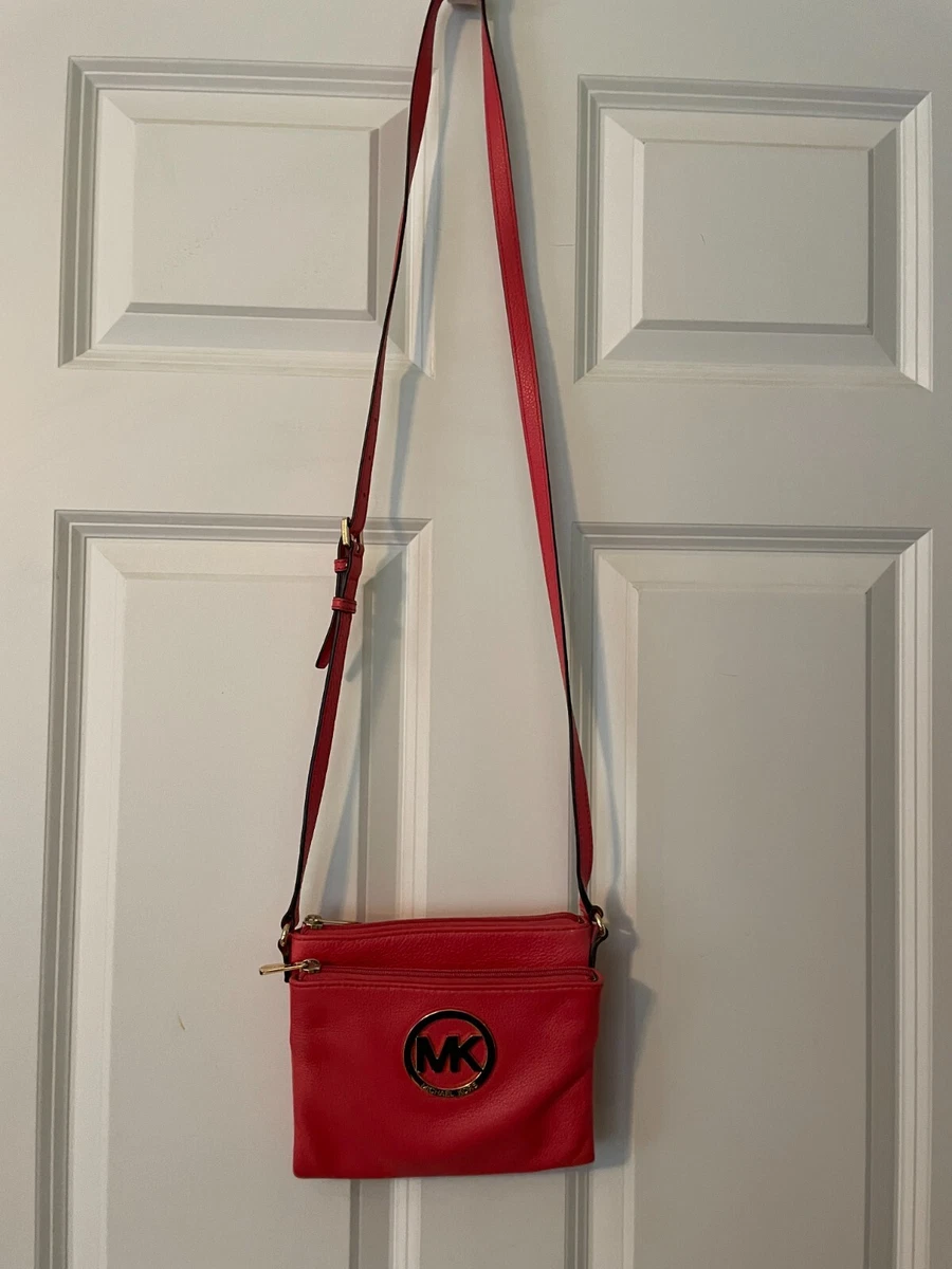 Buy the Michael by Michael Kors Orange Leather Crossbody Purse