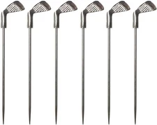 Cork Pops Stainless Steel 6 Inch Golf Club Cocktail Pick Set of 6