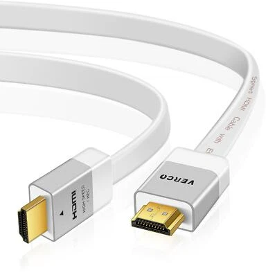 VERCO 20m HDMI 2.0 Kabel Flach dünn 4K UHD Ultra HD 3D Ethernet ARC CEC High Speed