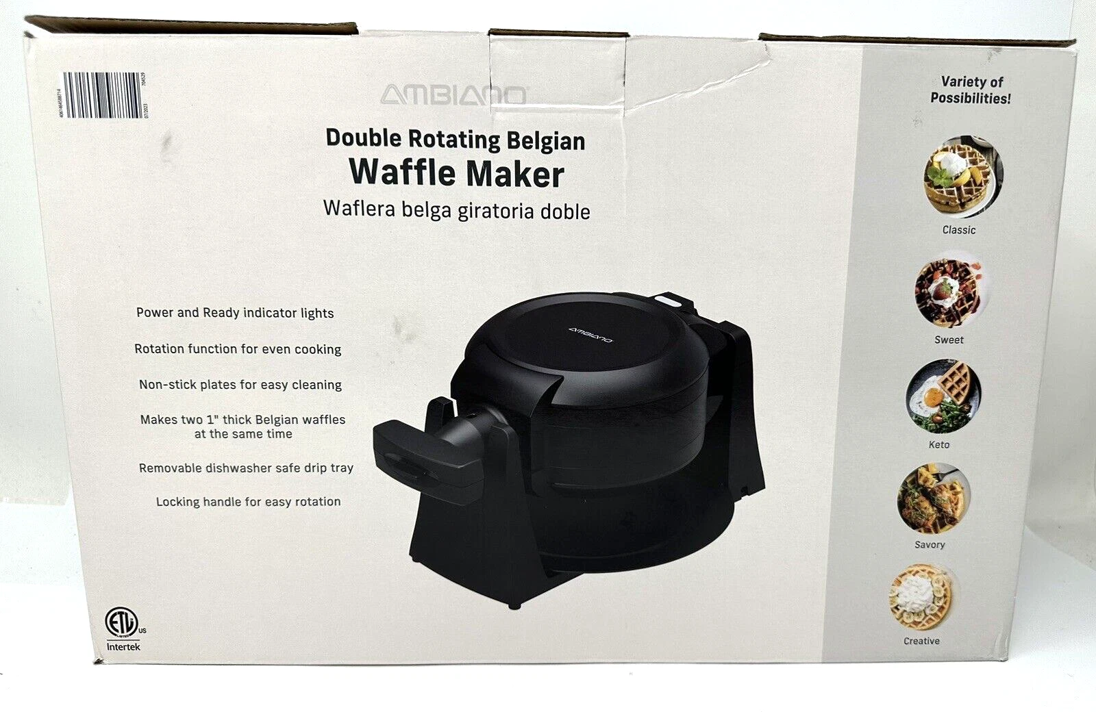 Ambiano Double Rotating Belgian Waffle Maker 1400W NIB