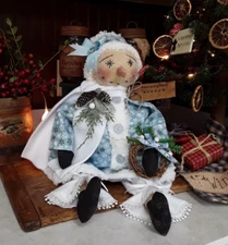 Primitive Christmas Snowman  doll, farmhouse snowman, winter Snowman  doll, 