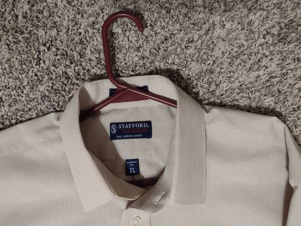 Súper Camisa Stafford Performance Clásica Para Hombre Tostada Talla 17-34/35 Manga Larga  Foto 2 de 4