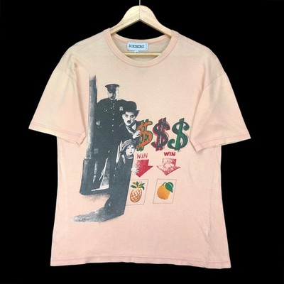 Vintage Iceberg Charlie Chaplin Peach Tee Shirt Italy 38 Fit L