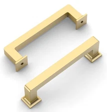 Amerdeco 10 Pack Brushed Gold Cabinet Pulls 3.75 Inch(96MM) Hole Centers