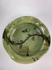 O’keane Pottery Green Glaze Brie Baker 7” Diameter Splatter Bowl New & Vintage