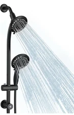 Black Handheld Showerhead & Rain Shower Combo 27.5" Drill Free Stainless Steel