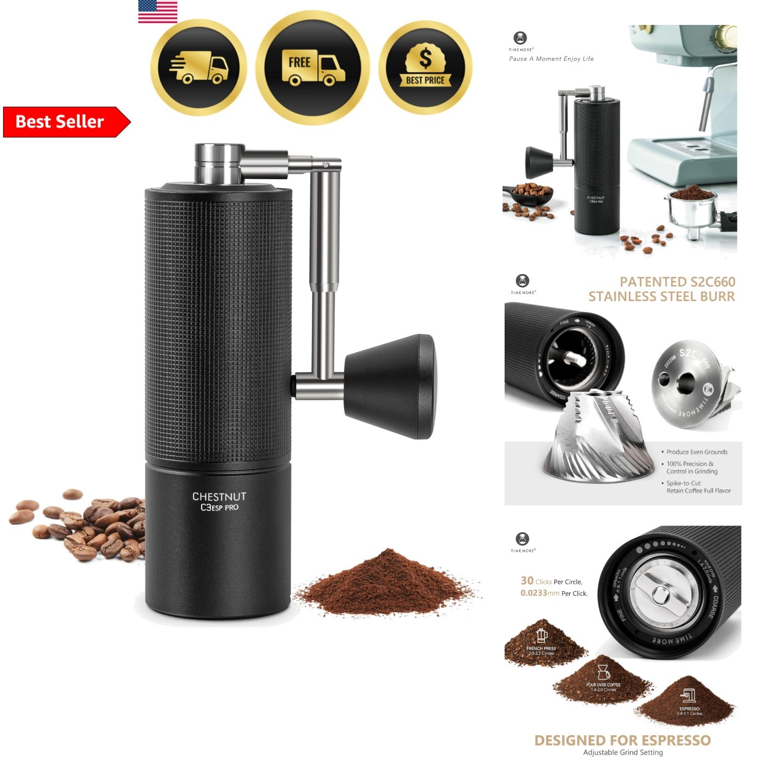 O French Press Manual Stainless Steel Portable