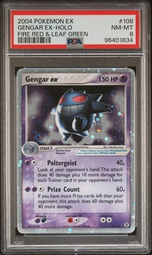 POKEMON 2004 GENGAR EX-HOLO EX FIRE RED & LEAF GREEN #108 PSA 8 *SWIRLS!*