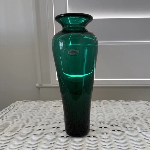 Blenko Green Glass Decorative Glossy Vase