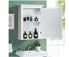 Gymax 5.5 in. D x 27.5 in. H x21 in. W Wall Cabinets with Mirror Wall Mounted