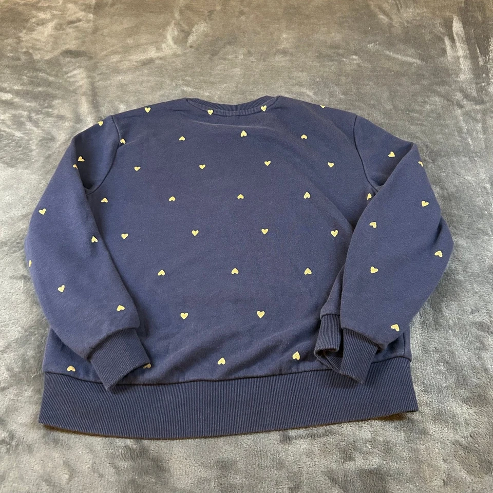 Sudadera Gap Niños Azul Marino Estampado Corazones Dorado Pullover Niñas Grande 10/12 Foto 3 de 4