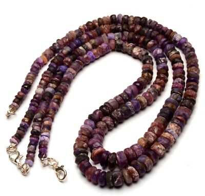 Natural Charoite Gemstone 5 to 8 mm Unpolished Rondelle Shape Beads 18'' Necklace
