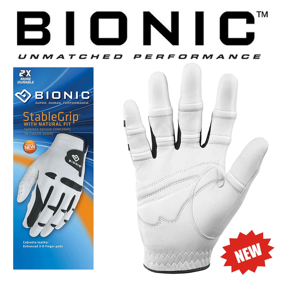 BIONIC HERREN STABILER ORTHOPÄDISCHER GRIFF CABRETTA LEDER GOLFHANDSCHUH L/H