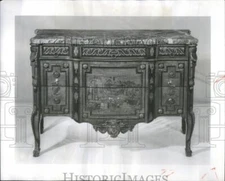 1958 Press Photo Louis XV Marquetry Commode for auction from the estate of Nanna