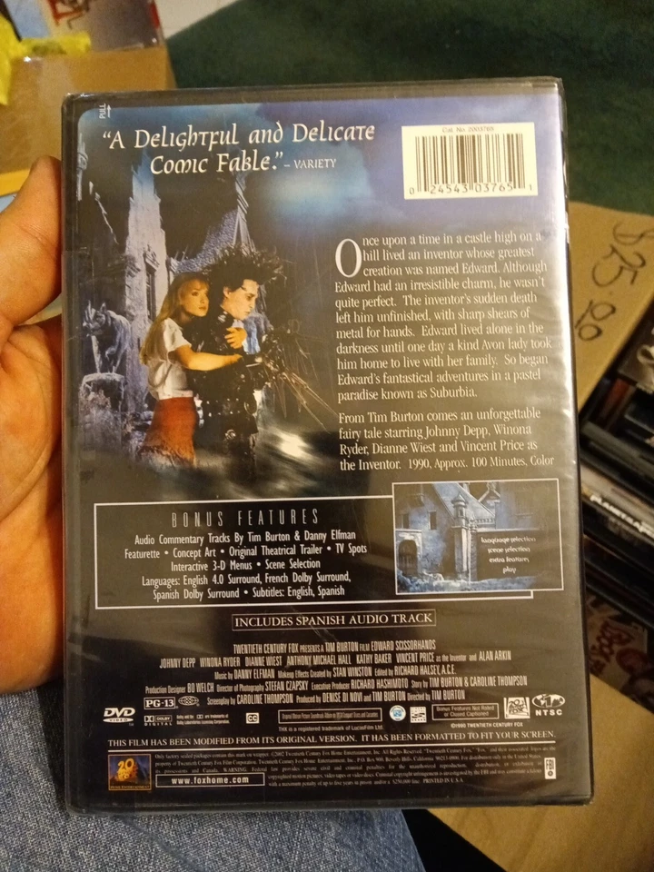 Edward Scissorhands (THX Full Frame DVD, 2002) Johnny Depp Winona Ryder New - Image 2 of 2