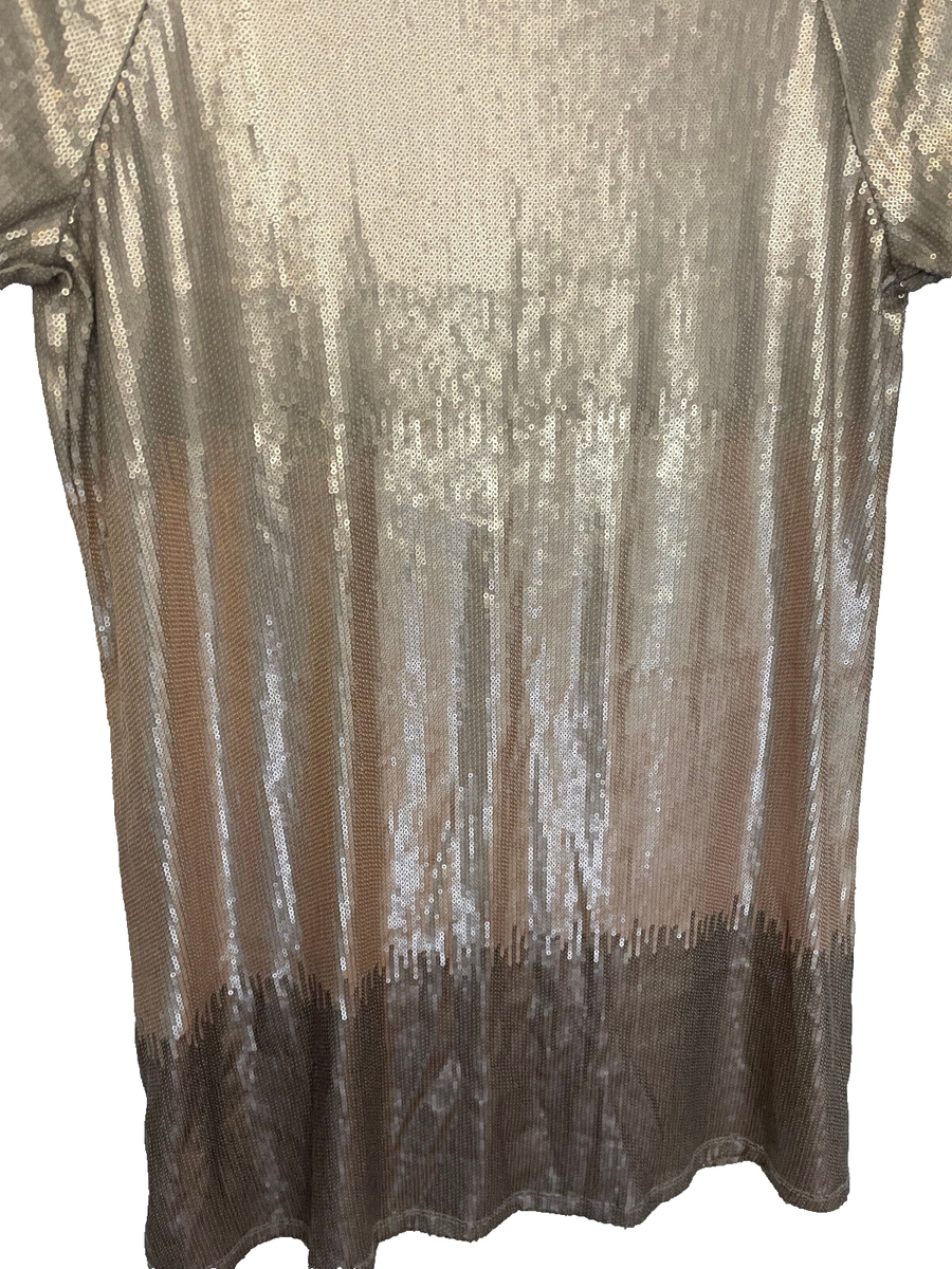 Free People Ombre Rose Gold Drenched In Sequins Draped Back Dress Sz Small  | eBay