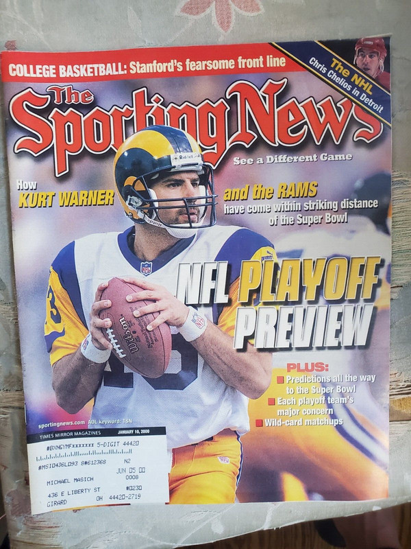 THE SPORTING NEWS Magazine, JANUARY 10, 2000, RAMS' KURT WARNER, CHRIS CHELIOS!