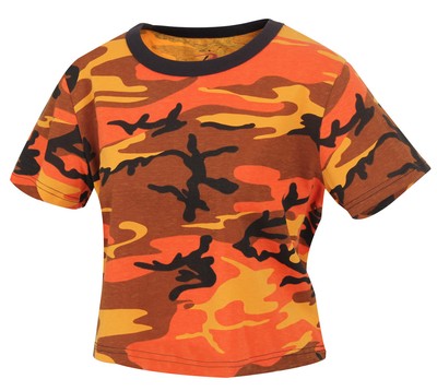 orange camo crop top