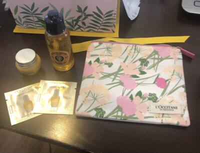 Loccitane Set - Floral Bag, Shower Oil, Immortelle Divine Creme + 2 Samples New