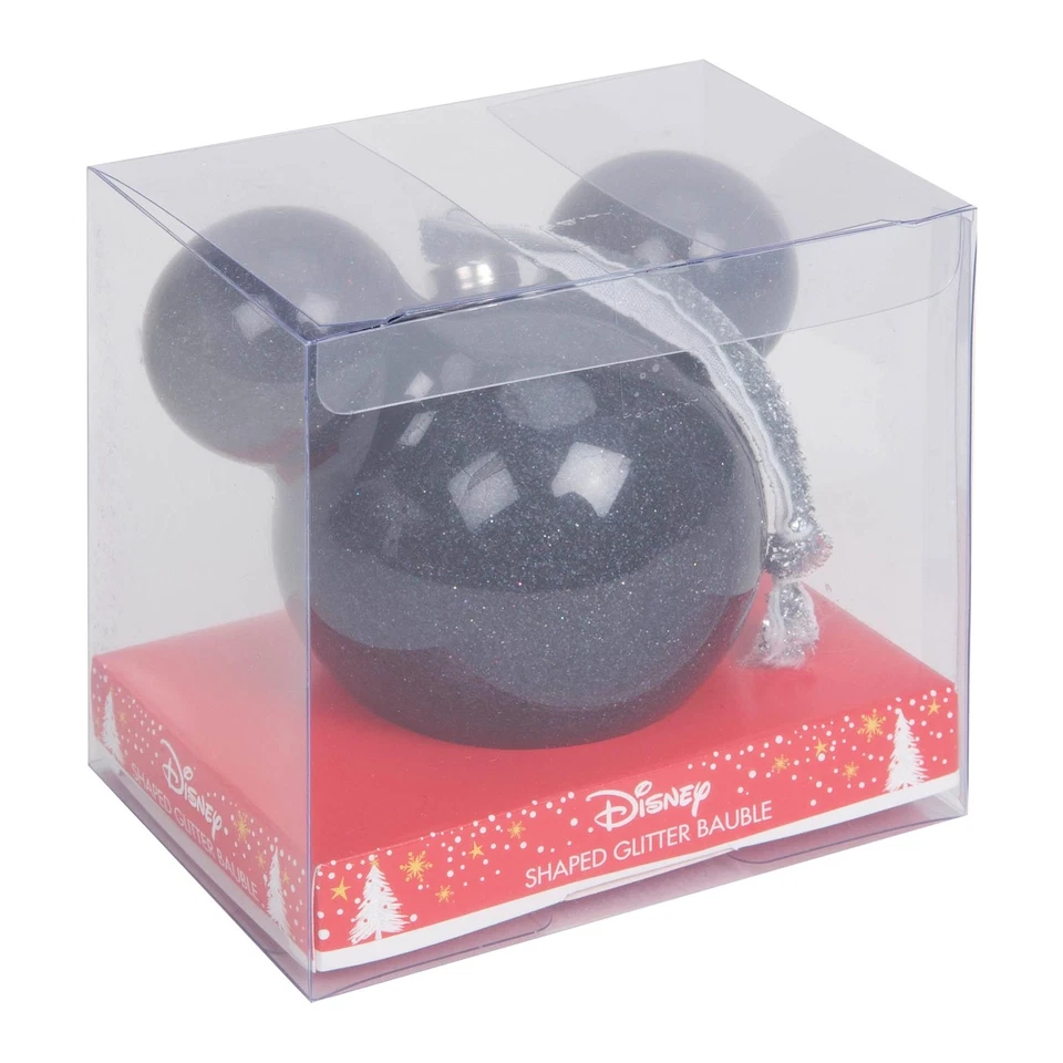 Disney 60mm Christbaumkugel Glitzer Form Dekoration - Mickey Mouse Schwarz - Bild 2 von 2