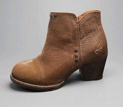 Bed Stu Yell Women's Tan Rustic Leather Ankle Pump Zippered Boots! 6.5 Excellent