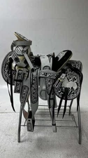 Charro Saddle – Black & Silver “El Fantasma Blanco” Edition (15.5”)