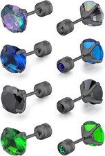 4/5 Pairs Titanium Stud Earrings for Sensitive Ears St. 4 Pairs-ColorfulA