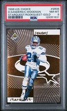 1998 UD Choice Starquest Gold Deion Sanders Charles Woodson RC /100 PSA 8 Pop 1