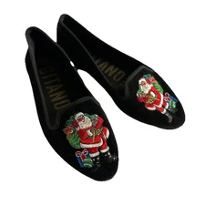 Gitano Vintage Embroidered Christmas Holiday Ballet Flats Santa Claus Size 5.5