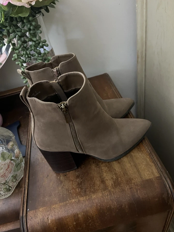 BAMBOO Botines Mujer 8M Tostado Imitación Cuero Cremallera Informal Botín Tacón Bloque Foto 4 de 4