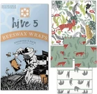 5 Pack Reusable Beeswax Organic Food Sandwich Wrapping Paper Covers Set 3S,1M,1L