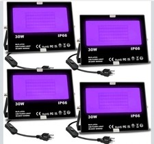 4 Pack Black Lights 30W LED Blacklight Flood Light Outdoor for Glow Party, Neon