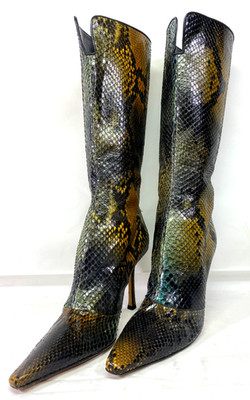 Jimmy Choo Python Leather Knee High Stiletto Boots Size EUR39 / US9 - Pre-Loved