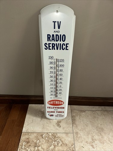 Raytheon TV And Radio Service Thermometer Super Nice Indoor Use Condition 36”x8”