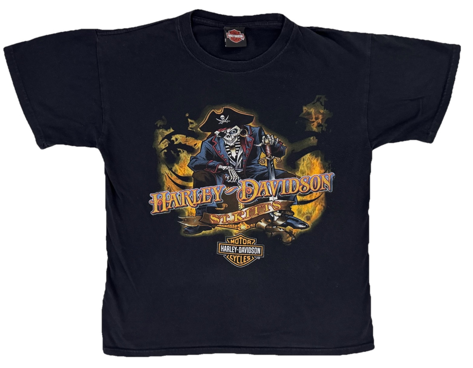 Harley Davidson St Kitts Blackbeards Revenge Pirate T-Shirt Medium