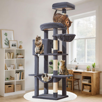 MS042G Cat Tree,66-Inch Large Cat Tower with Scratching Posts, Luxurious Large P